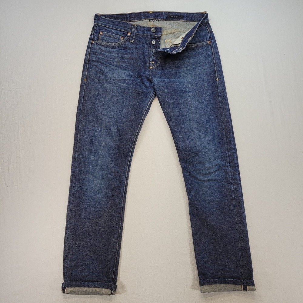 Wings + Horns Jeans Mens 32x31 Blue Selvedge Denim Straight Leg Made in USA